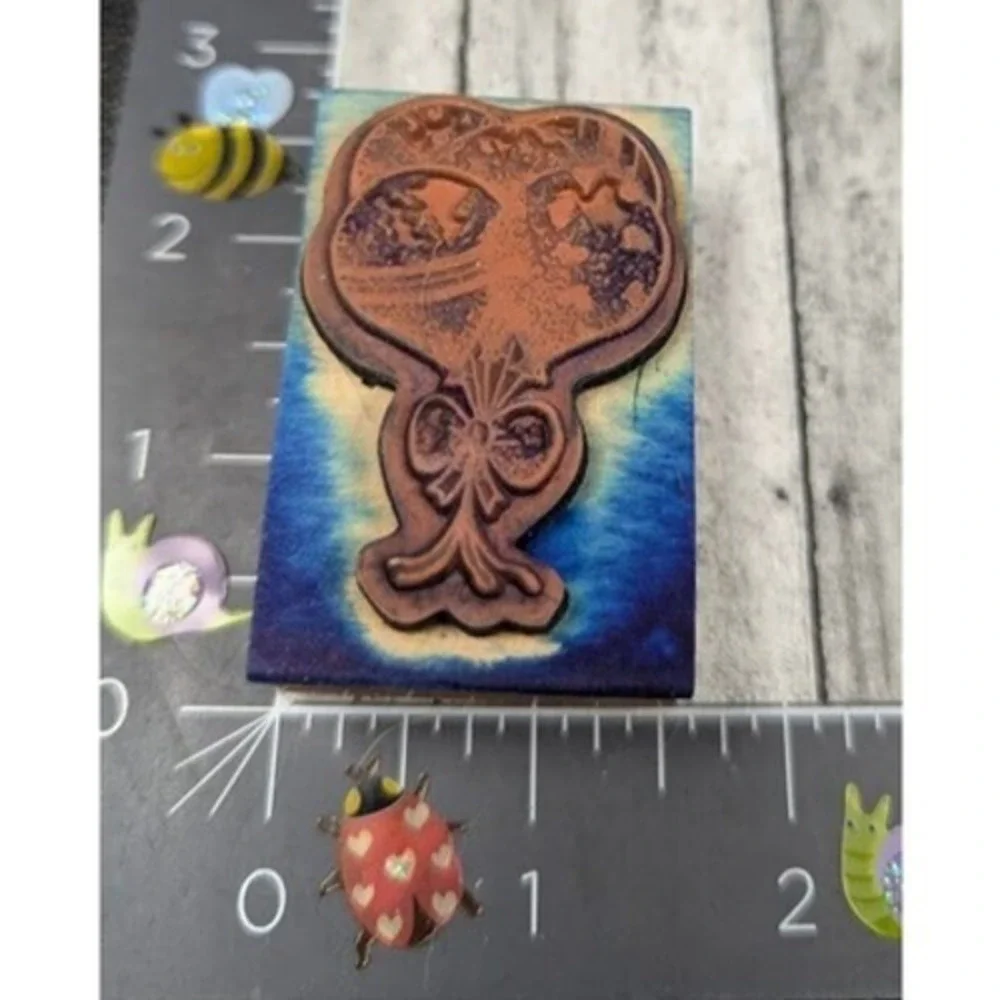 Sky Kids Balloon Bunch Bouquet 2001 Rubber Stamp Wood #A53